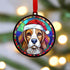 Beagle in Santa Hat Suncatcher Decoration